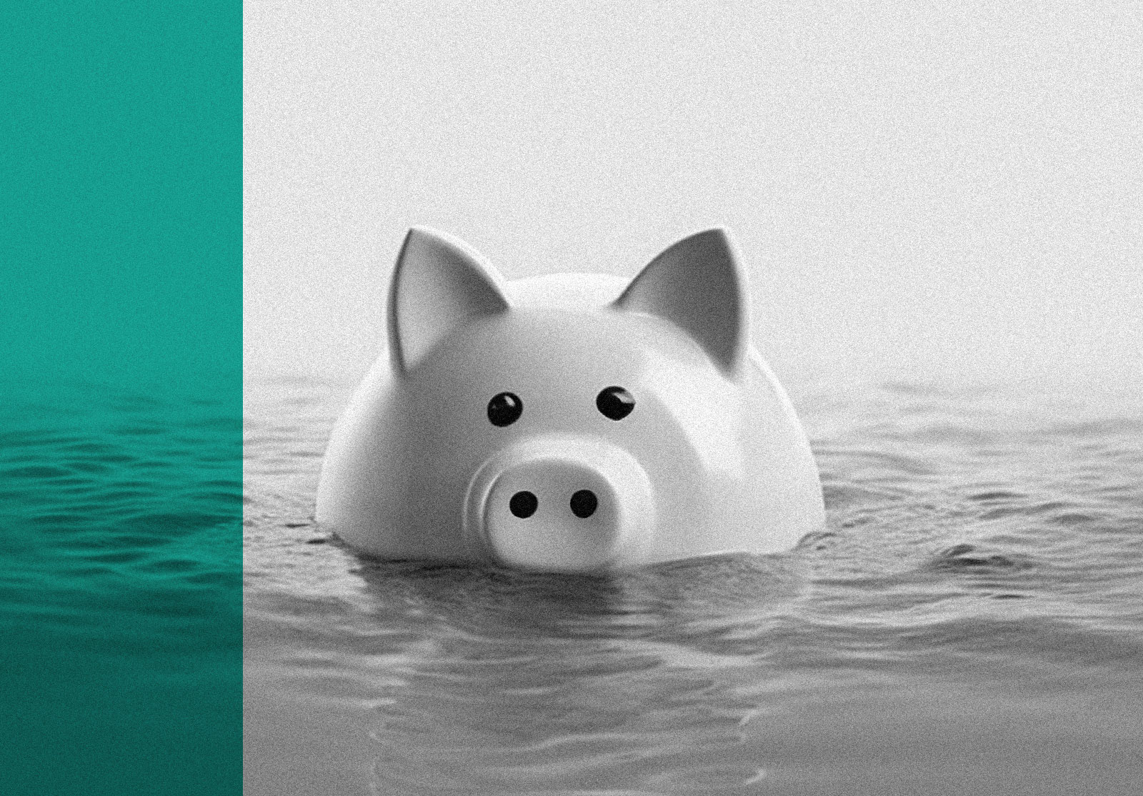 Piggy bank sinking in water